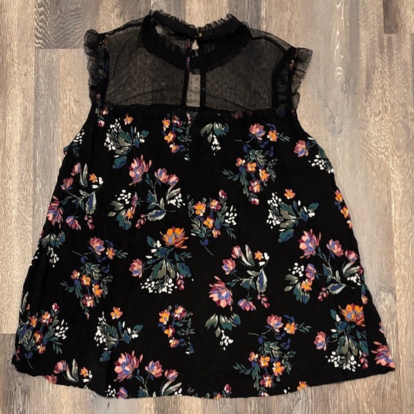 Arizona Jean Company Black Whimsigoth Y2K Lace Ruffle Floral Top - Picture 3 of 5